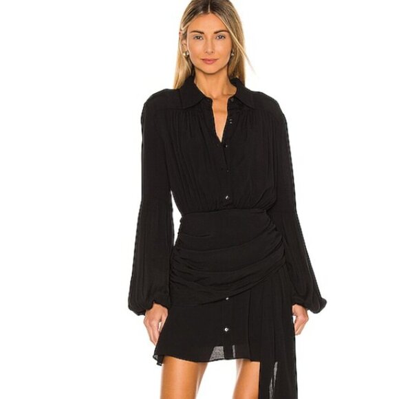 Elliatt Revolve Wren Ruched Asymmetrical Shirt Dress - Picture 1 of 10